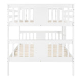 Full over Full Bunk Bed with Ladder for Bedroom, Guest Room Furniture-White(OLD SKU :LP000203AAK) - Home Elegance USA