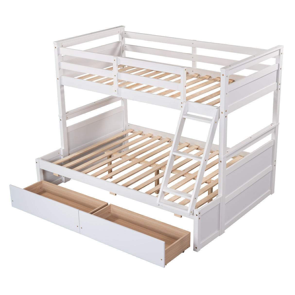 Twin over Full Bunk Bed with Storage - White(OLD SKU :LP000022AAK) - Home Elegance USA