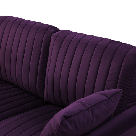 Living Room Sofa Velvet Upholstered Couch Furniture for Home or Office 3-Seat,Purple Home Elegance USA