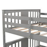 Full over Full Bunk Bed with Drawers and Ladder for Bedroom, Guest Room Furniture-Gray(OLD SKU :LP000205AAE) - Home Elegance USA