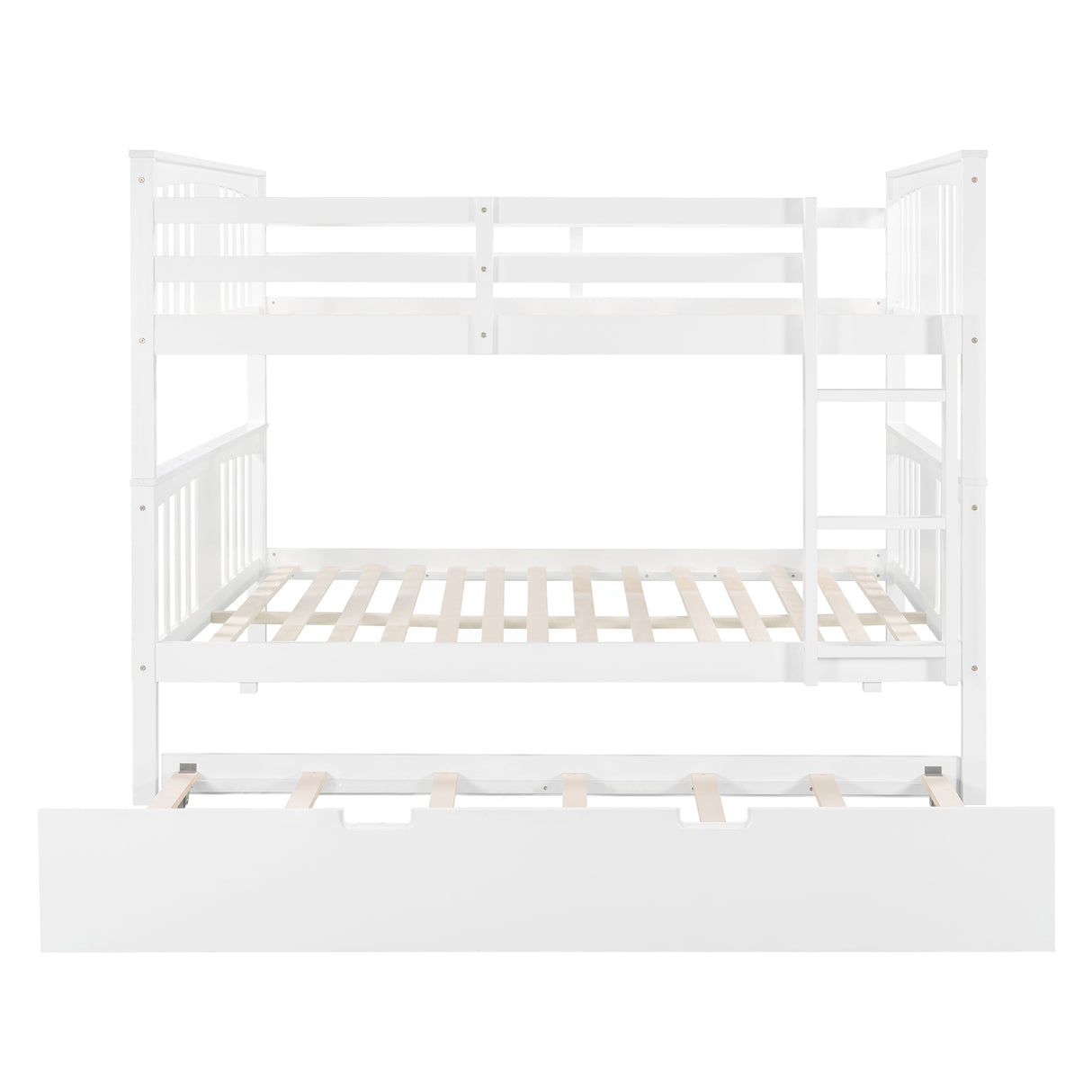 Full over Full Bunk Bed with Twin Size Trundle and Ladder-White(Old SKU: LP000204AAK) - Home Elegance USA