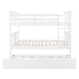 Full over Full Bunk Bed with Twin Size Trundle and Ladder-White(Old SKU: LP000204AAK) - Home Elegance USA