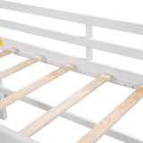 Twin Size L-Shaped Loft Bed with Movable Two-Tier Shelves and Slide,White - Home Elegance USA
