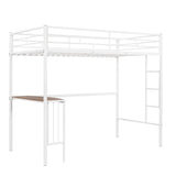 Twin Over Full Metal Bunk Bed with Desk, Ladder and Quality Slats for Bedroom, Metallic  White（OLD SKU :LP000092AAK） - Home Elegance USA