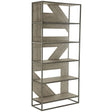 Polk Etagere in Glazed Silver & Morel Finish | Bernhardt | Rustic Farmhouse & Mid-Century Design with Planked Wood Shelves