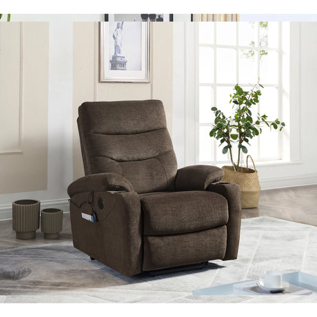 Liyasi Electric Power Lift Recliner Chair Sofa with Massage and Heat for Elderly, 3 Positions, 2 Side Pockets and Cup Holders, USB Ports, High-end quality fabric Home Elegance USA