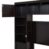 Full Size Wooden Bed With All-in-One Cabinet and Shelf, Espresso - Home Elegance USA