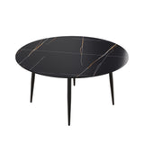 59.05"Modern man - made stone round black metal dining table - position for 6 people - W1535S00248 - image - 8