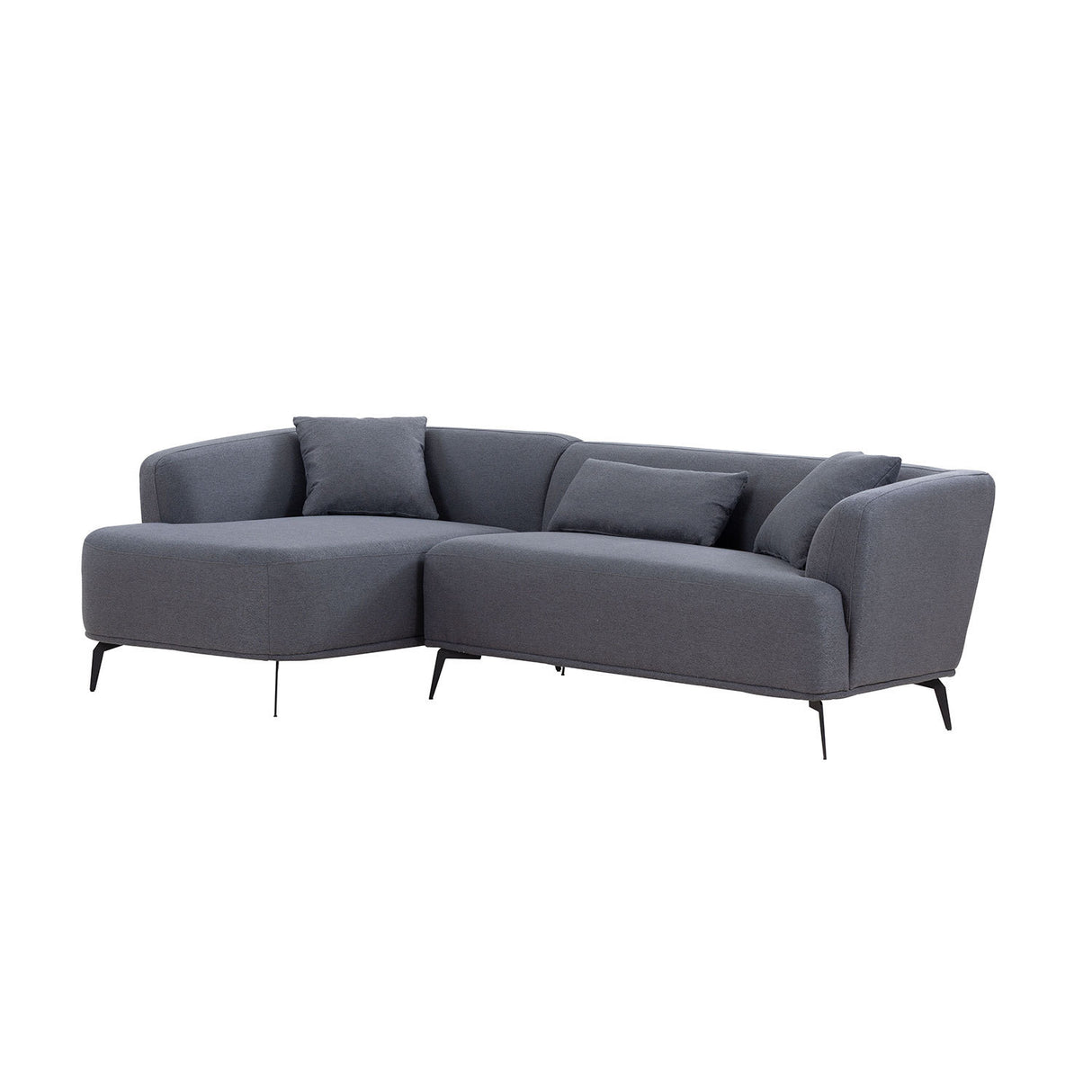 102" L shape Sectional Sofa Couch with Chaise Lounge for Living room/ Office, Metal Legs,Dark Grey - W876S00090 - image - 4