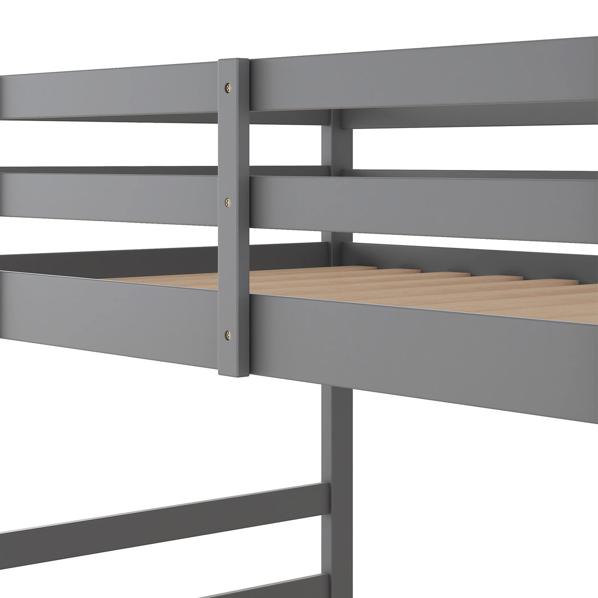 Twin Over Twin Bunk Bed with Ladder, Gray（OLD SKU：WF282787AAE） - Home Elegance USA