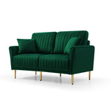 3 Pieces Sectional Sofa Set for Living Room, Velvet Tufted Couch Sofa Armchair with Metal Legs, 2 Piece Single Chair + 2 - Seater Sofa, Furniture Set, Green | Home Elegance USA