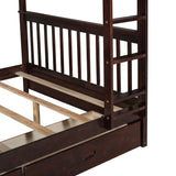Full-Over-Full Bunk Bed with Ladders and Two Storage Drawers (Espresso) - Home Elegance USA