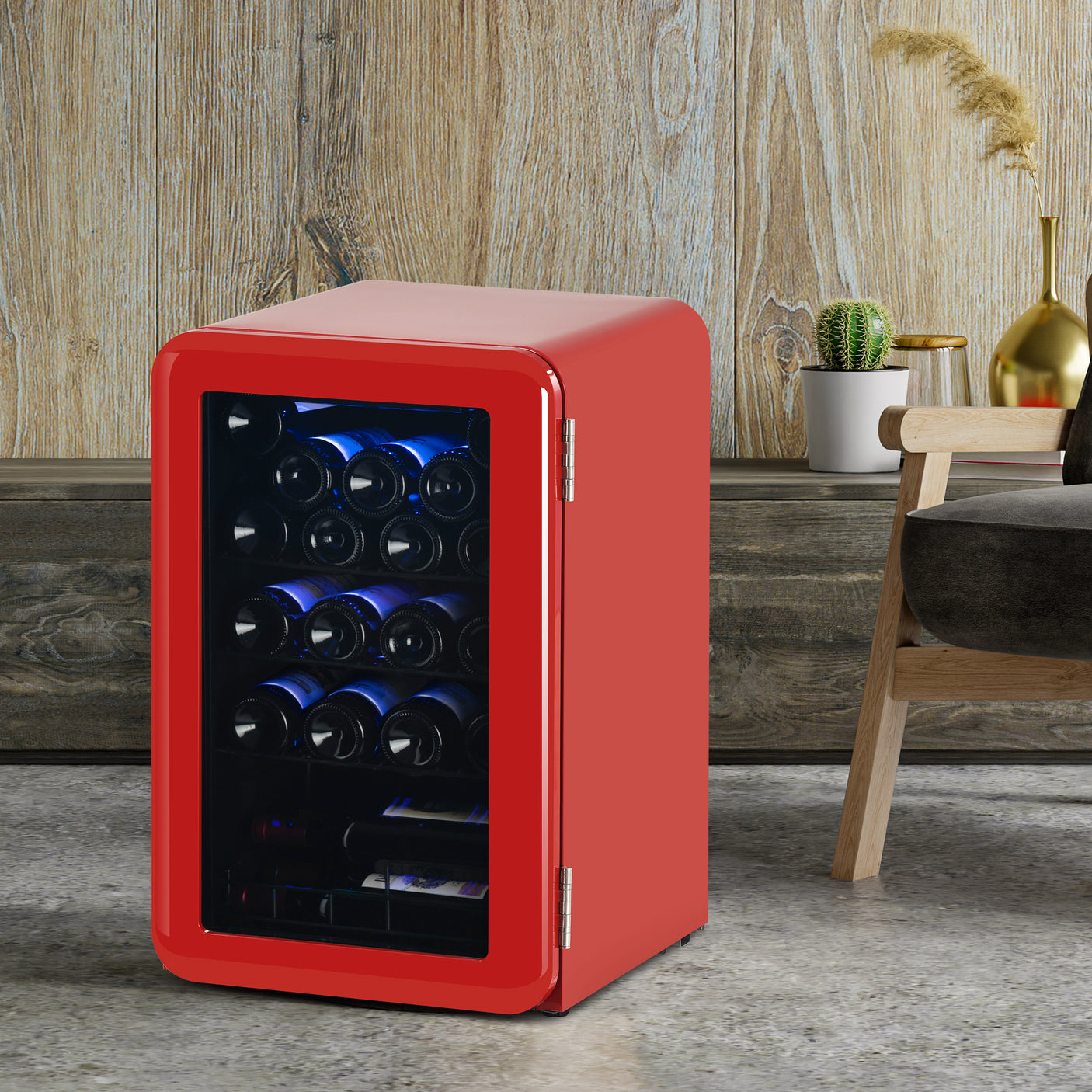 Wine Cooler Countertop Freestanding Wine Cellars Compressor System Champagne Chiller Digital Temperature Control UV-Protective Finish Max Load 24 Standard Bottle