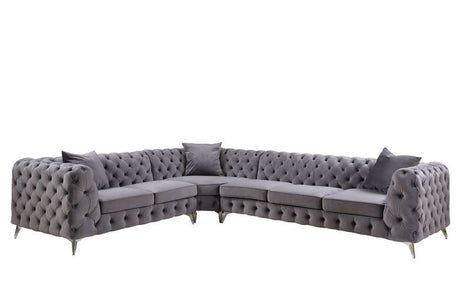 Wugtyx - Sectional Sofa - Dark Grayvelvet - 29" - Home Elegance USA