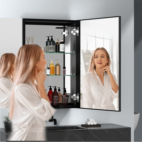 30x30 inch LED Bathroom Medicine Cabinet with Mirror Defogging, Dimmer Black - W995S00001 - image - 10