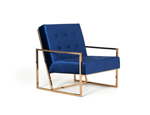 Modrest Samara Modern Blue & Gold Accent Chair - Home Elegance USA