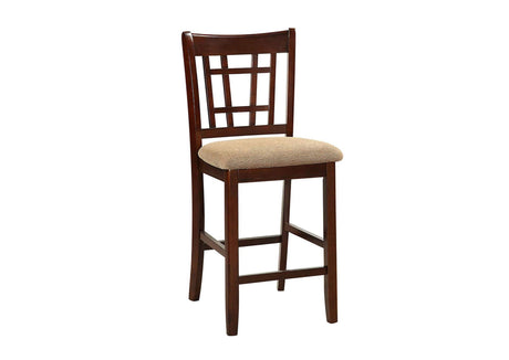 Contemporary Dining Room Counter height 5pc Dining Set Round Table w Leaf & 4x Side Chairs Dark Rosy Brown Finish Solid wood - Home Elegance USA