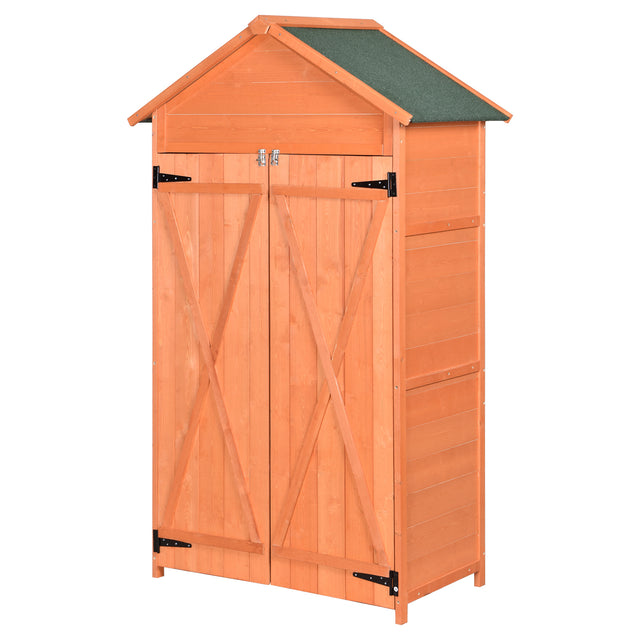 Outdoor Storage Shed Wood Tool Shed Waterproof Garden Storage Cabinet with Lockable Doors for Patio Furniture, Backyard, Lawn, Meadow, Farmland