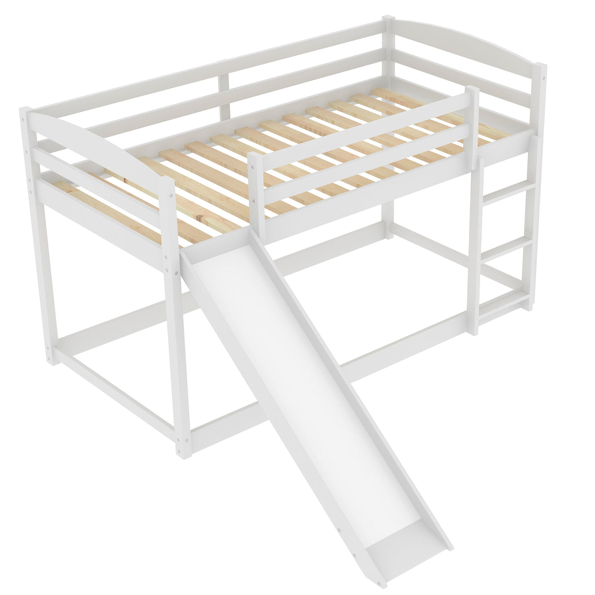 Twin over Twin Bunk Bed with Convertible Slide and Ladder , White(Old SKU:WF281725AAK) - Home Elegance USA