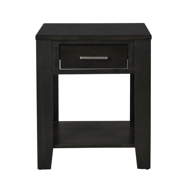 Bruno 3 Piece Ash Gray Wooden Lift Top Coffee and End Table Set with Tempered Glass Top and Drawer - Home Elegance USA