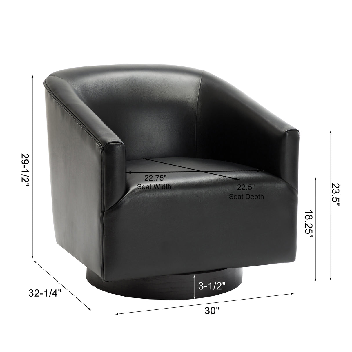 Garland Black Wood Base Swivel Chair - Home Elegance USA