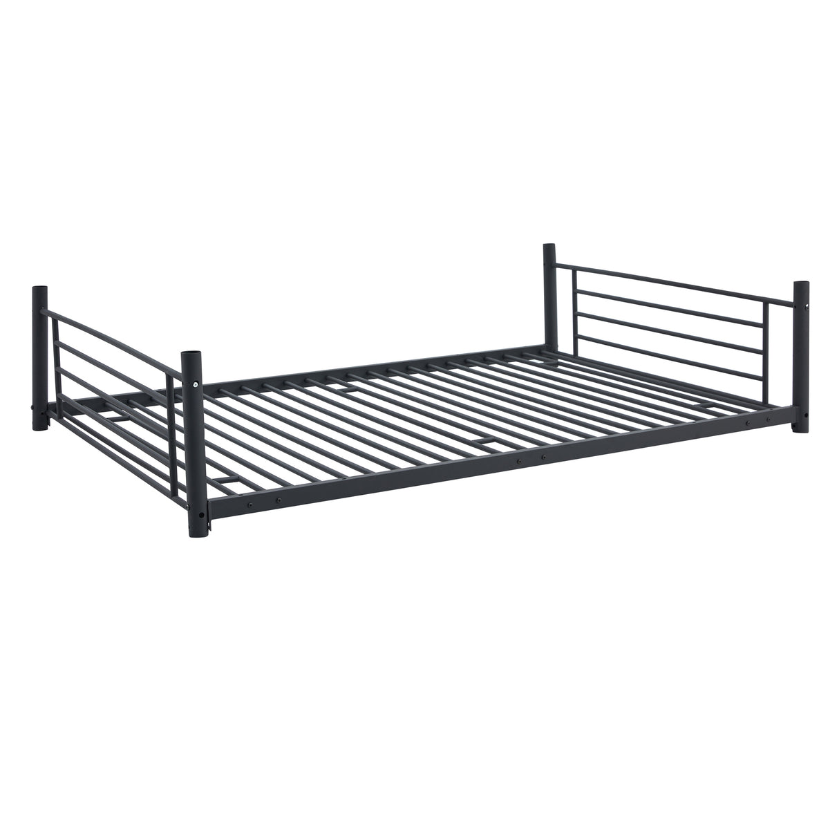 Full-Full-Full Metal  Triple Bed  with Built-in Ladder, Divided into Three Separate Beds,Black - Home Elegance USA