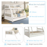 TOPMAX Solid Wood Twin Over Full Bunk Bed with Two Storage Drawers, White