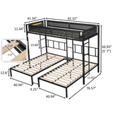 Triple twin bunk bed (Wood Slat and Textilene Guardrail) - Home Elegance USA