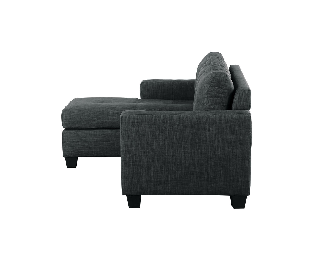 Unique Style Dark Gray Color 1pc Reversible Sofa Chaise Lenin-Like Fabric Upholstered Track Arms Tufted Sectional Sofa - Home Elegance USA