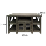 52 Inch Handmade Wooden TV Stand with 2 Glass Door Cabinet, Distressed Gray Home Elegance USA