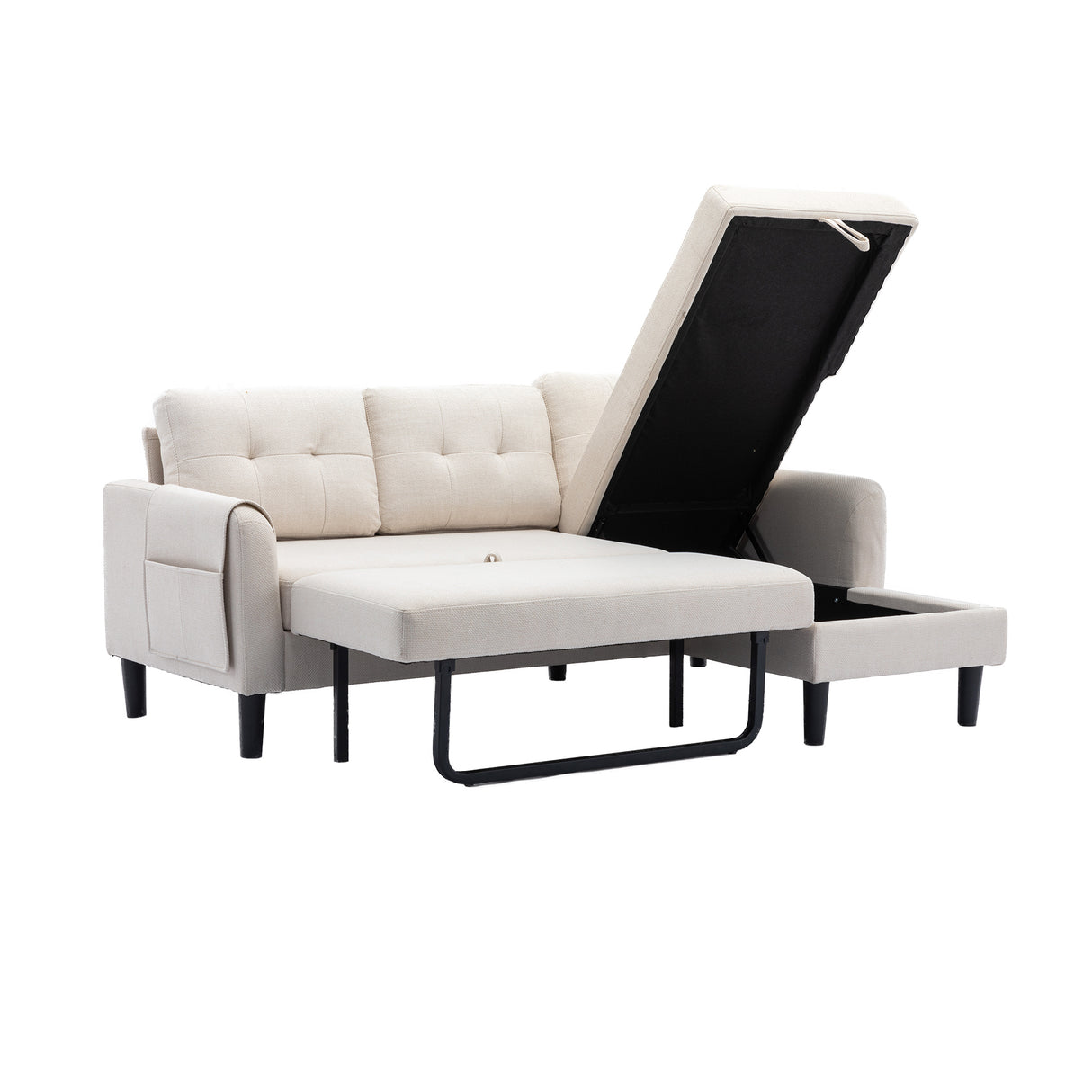 UNITED WE WIN Sectional Sofa Reversible Sectional Sleeper Sectional Sofa with Storage Chaise - Home Elegance USA