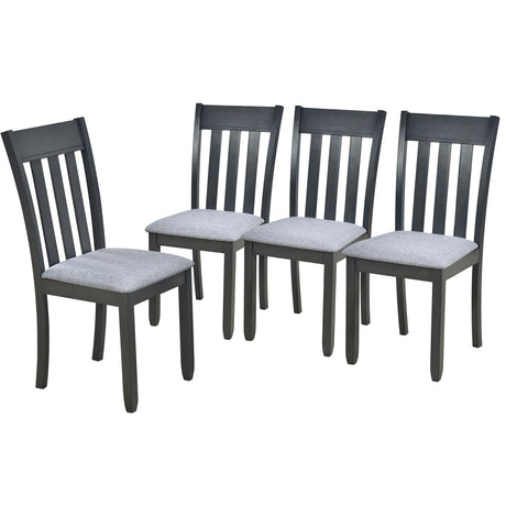 TREXM 5-Piece Wood Dining Table Set Round Extendable Dining Table with 4 Dining Chairs, Dining Room Table Set for 4 person for Dining Room