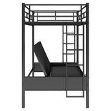 Twin over Full Metal Bunk Bed, Multi-Function,Black(OLD SKU:MF193079AAB) - Home Elegance USA