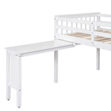 Twin Size Loft Bed With Removable Desk and Cabinet, White - Home Elegance USA