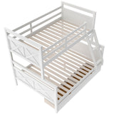 Twin over Full Bunk Bed with Ladder, Two Storage Drawers, Safety Guardrail, White - Home Elegance USA