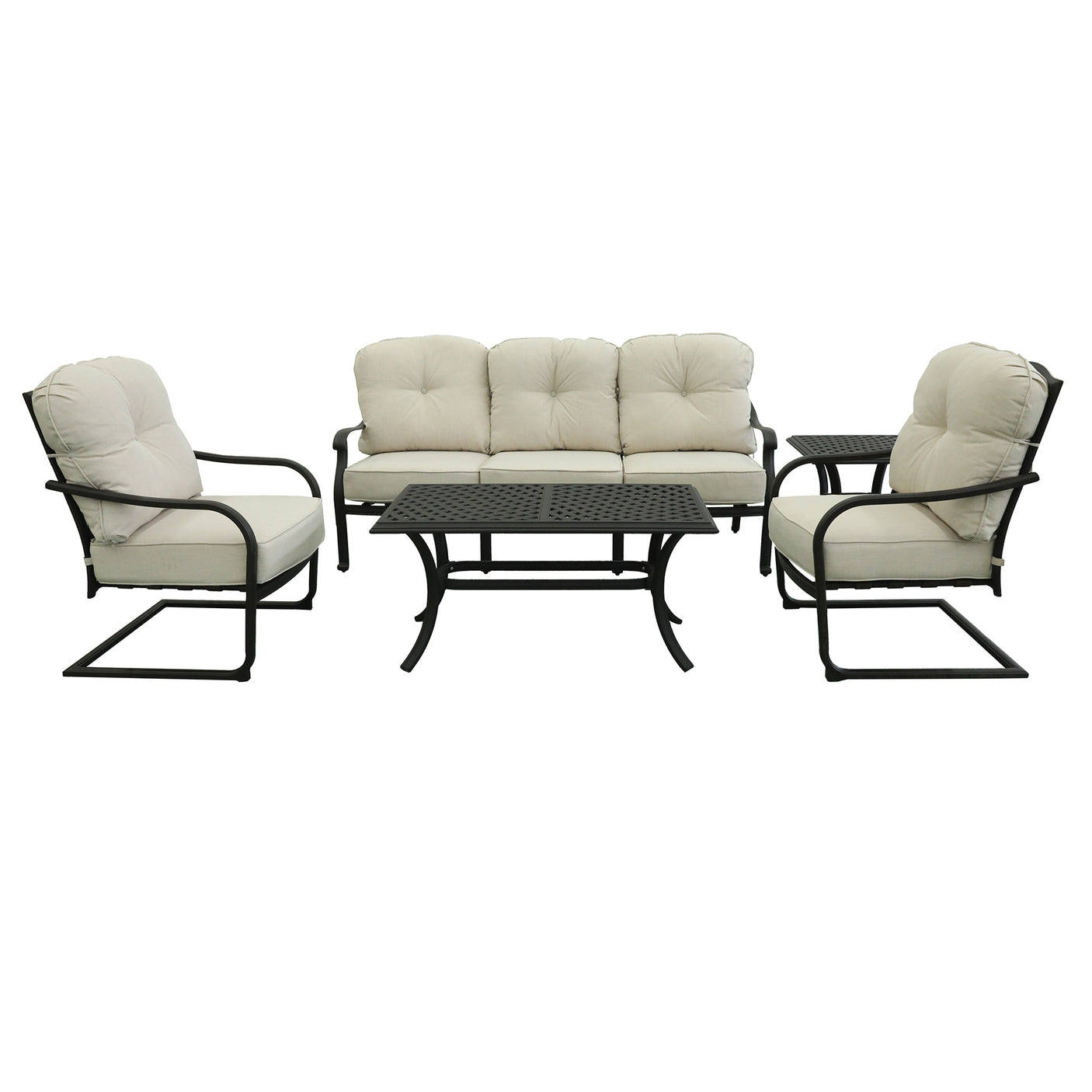 5 Piece Sofa Seating Group with Cushions, Canvas Natural