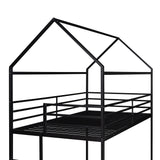 Bunk Beds for Kids Twin over Twin,House Bunk Bed Metal Bed Frame Built-in Ladder,No Box Spring Needed Black - Home Elegance USA