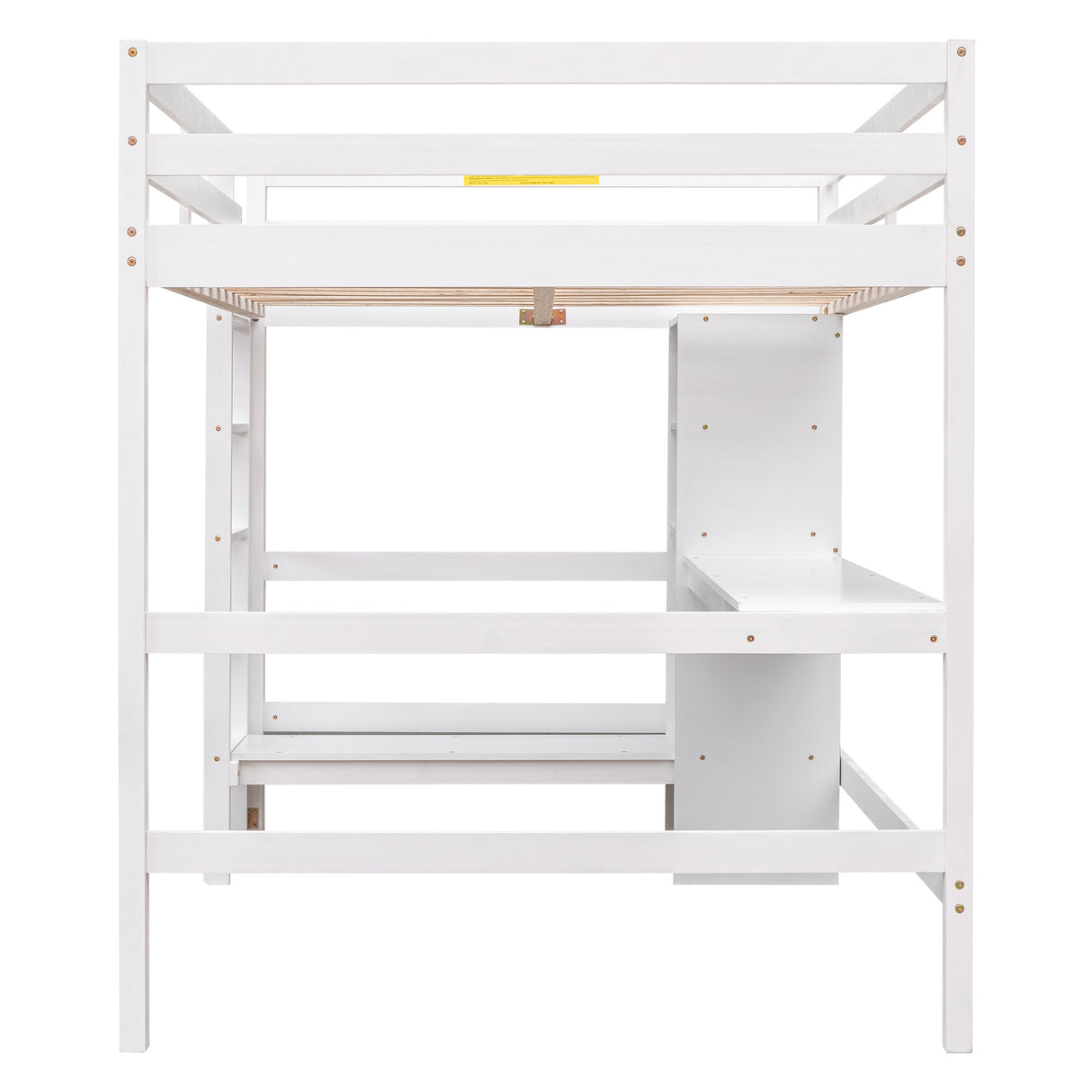 Full Size Loft Bed with Multifunction Shelves and Under-bed Desk, White - Home Elegance USA