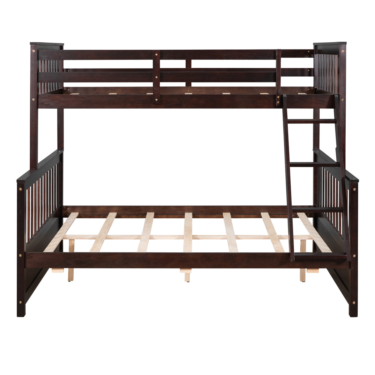 Twin-Over-Full Bunk Bed with Ladders and Two Storage Drawers(Espresso)( old sku:LT000165AAP） - Home Elegance USA