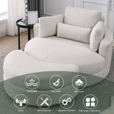 [Video] Welike Swivel Accent Barrel Modern Sofa Lounge Club Big Round Chair with Storage Ottoman Linen Fabric for Living Room Hotel with Pillows . *2PCS Home Elegance USA