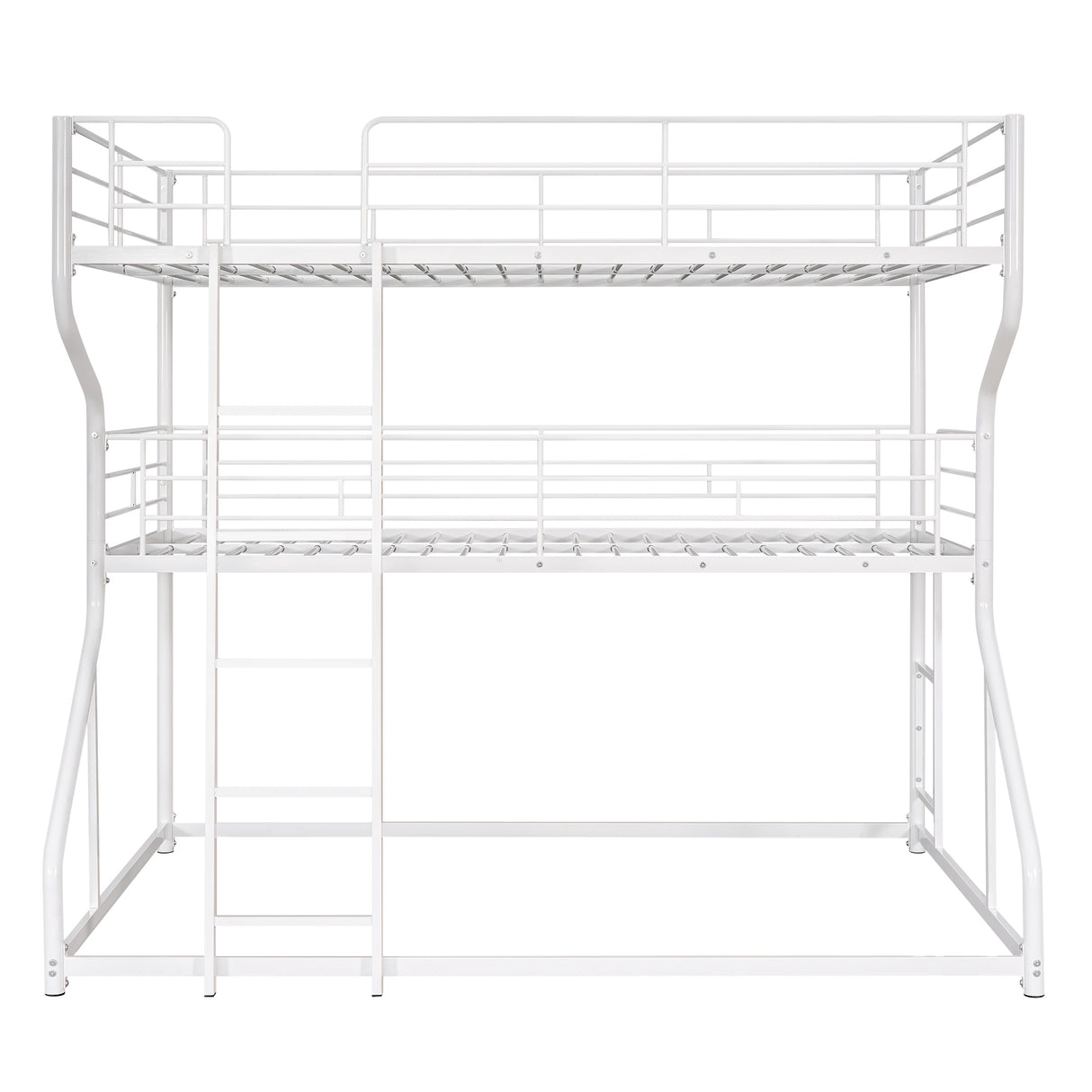 Full XL over Twin XL over Queen Size Triple Bunk Bed with Long and Short Ladder,White - Home Elegance USA