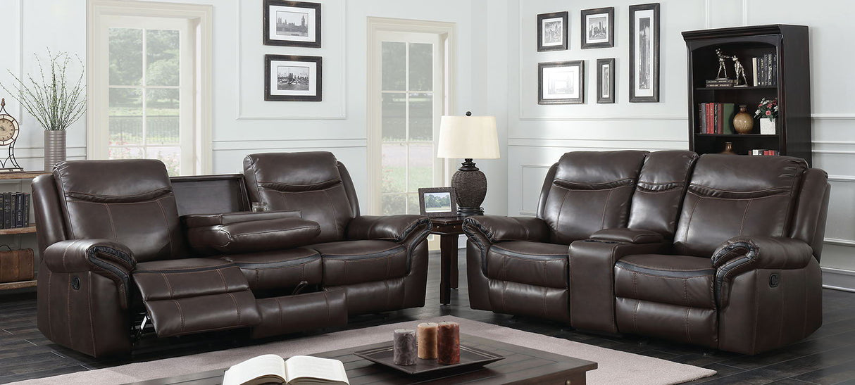 Chenai - Sofa & Glider Loveseat - Brown - Home Elegance USA