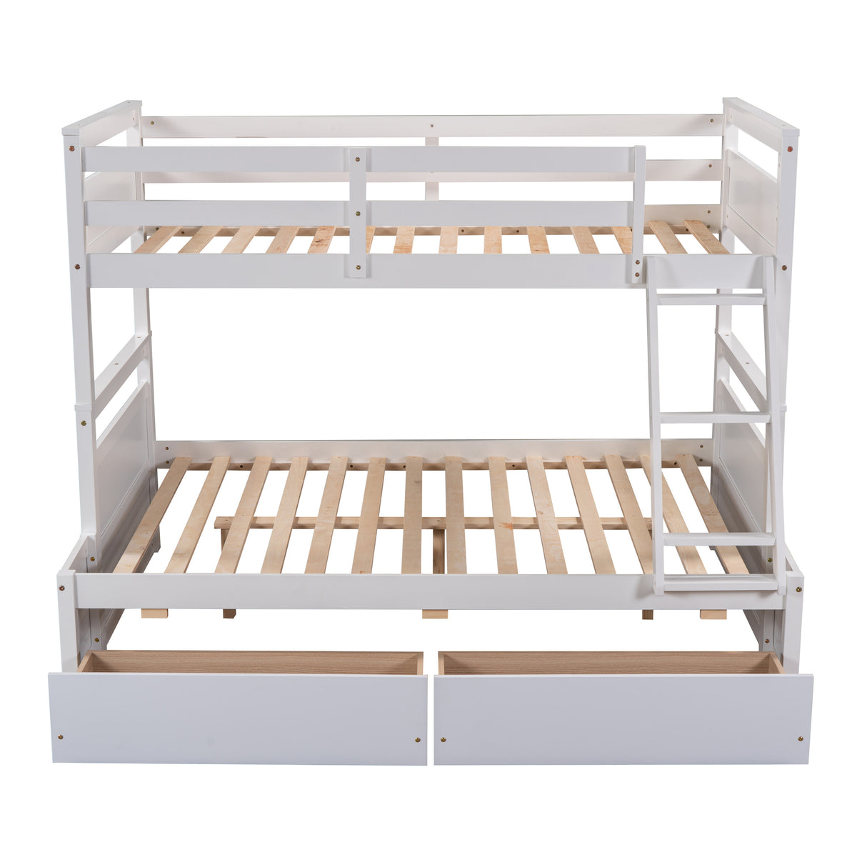 Twin over Full Bunk Bed with Storage - White(OLD SKU :LP000022AAK) - Home Elegance USA