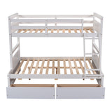 Twin over Full Bunk Bed with Storage - White(OLD SKU :LP000022AAK) - Home Elegance USA