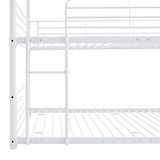 Full-Full-Full Metal  Triple Bed  with Built-in Ladder, Divided into Three Separate Beds,White - Home Elegance USA