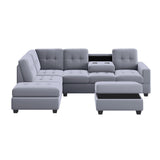 Orisfur. Modern Sectional Sofa with Reversible Chaise, L Shaped Couch Set with Storage Ottoman and Two Cup Holders for Living Room - Home Elegance USA