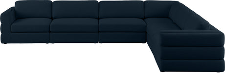 Beckham - Modular Sectional 6 Piece - Navy - Fabric - Modern & Contemporary - Home Elegance USA