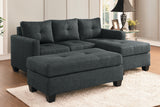 Unique Style Dark Gray Color 1pc Reversible Sofa Chaise Lenin-Like Fabric Upholstered Track Arms Tufted Sectional Sofa - Home Elegance USA