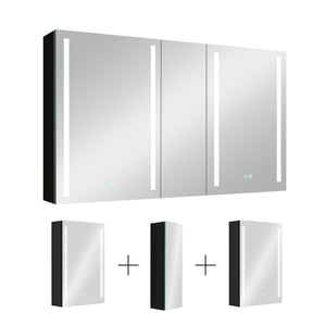 50x30 Inch LED Bathroom Medicine Cabinet Surface Mount Double Door Lighted Medicine Cabinet, Medicine Cabinets for Bathroom with Mirror Defogging, Dimmer Black - W995S00042 - image - 2