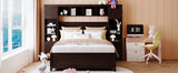 Full Size Wooden Bed With All-in-One Cabinet and Shelf, Espresso - Home Elegance USA